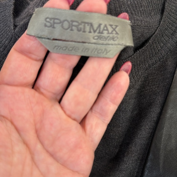 Sportmax defile mixed media wool leather structured dress with shoulderpads IT44 - Picture 12 of 17